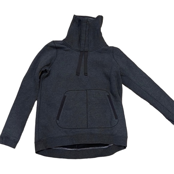 lululemon athletica Tops - Lululemon funnel neck hoodie 8 grey/charcoal